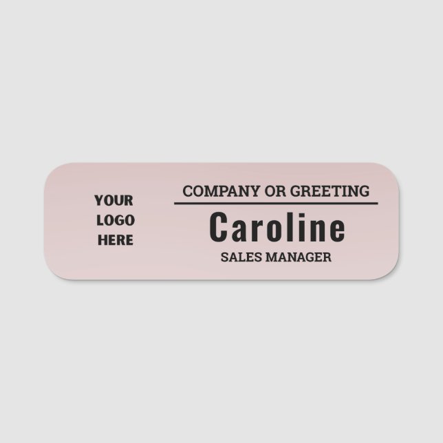 Pastel Boho Ombre Customizable Logo Employee Name Tag (Front)