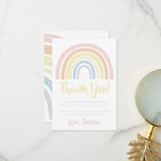 Pastel Boho Rainbow Birthday Thank You Card