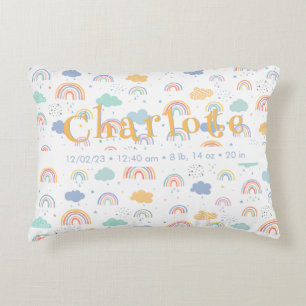 Pastel+Boho+Rainbow+Cloud+Pattern Accent Pillow