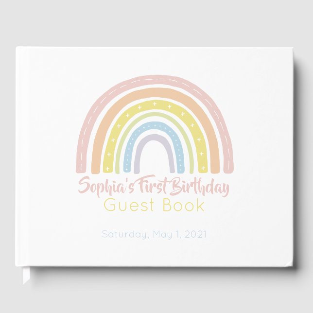 Pastel Boho Rainbow Guest Book (Front)