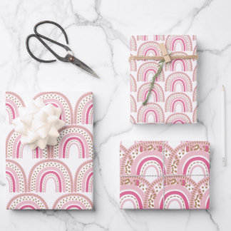 Pastel Boho Rainbow Minimalist Girl 1st Birthday I Wrapping Paper Sheet