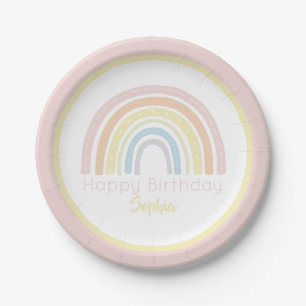 Pastel Boho Rainbow Paper Plate