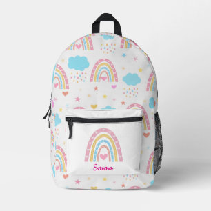 Pastel Boho rainbow pattern with clouds custom Printed Backpack