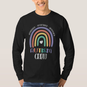 Pastel Boho Rainbow Proud Crew Autism Family Match T-Shirt