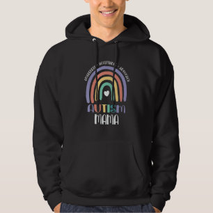 Pastel Boho Rainbow Proud Mama Autism Family Match Hoodie