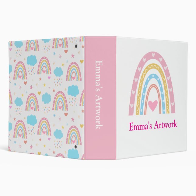 Pastel Boho rainbows children artwork  Binder (Background)