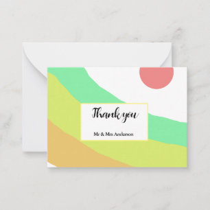 pastel boho red yellow greenadd your initials text card