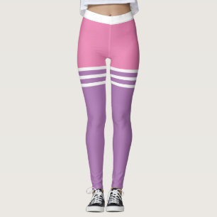 Pastel   Bold Colours mix with White Thigh Stripes Leggings