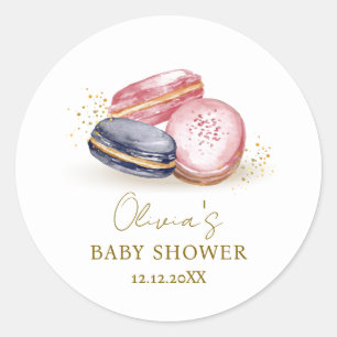 Pastel Bonjour Bébé French Macarons Baby Shower  Classic Round Sticker
