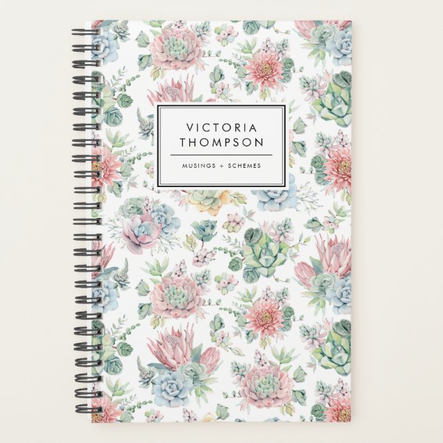 Pastel Botanical Aquarelle Succulents Motif (Devant)