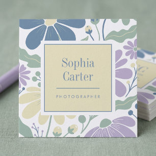Pastel Botanical Floral Frame Square Business Card