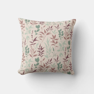Pastel Botanical Pattern Throw Pillow