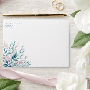 Pastel Botanical Wedding Envelope