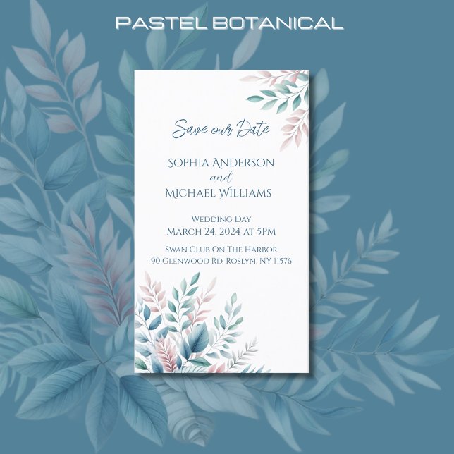 Pastel Botanical Wedding-Save the Date- Business Card (Pastel Botanical-Wedding Save the Date
)