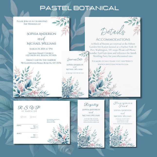 Pastel Botanique Mariage Thème Invitation (Pastel Botanical Wedding Collection)