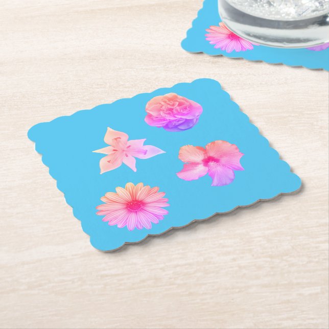 Pastel Bouquet Paper Coaster (Angled)