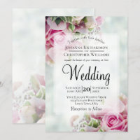 Pastel Bouquet Pink Roses & Peony Buds Wedding