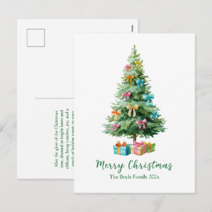 Pastel Bows Ribbons Christmas Tree Postcard