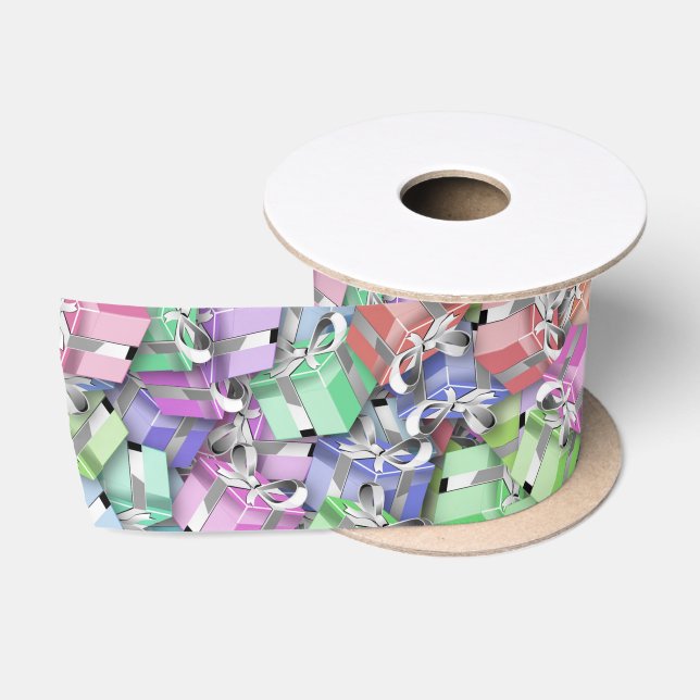 pastel boxes ribbon satin ribbon (Spool)