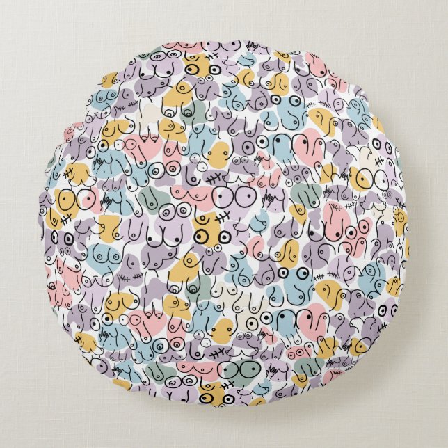 pastel breast design round pillow (Front)