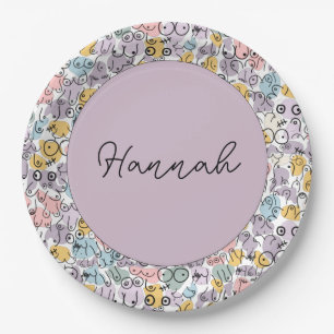 pastel breast woman balloon paper plate