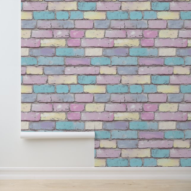 Pastel Brick Pattern Wallpaper (Application)