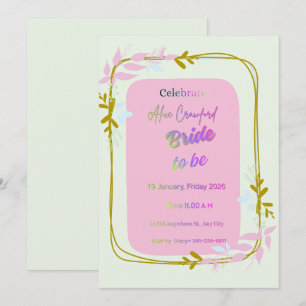 Pastel Bridal Shower Invitation Modern Gold Bota