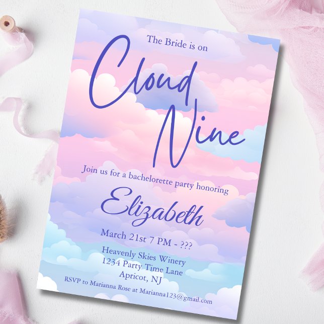 Pastel Bride is on Cloud Bachelorette Party Invitation (Creator Uploaded)