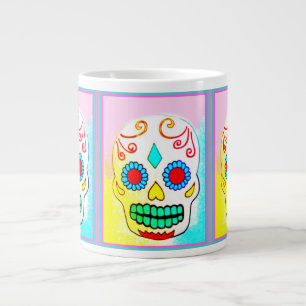 PASTEL BRIGHT SUGAR SKULL PRINT LARGE COFFEE MUG
