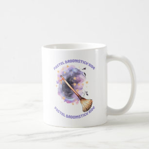 Pastel Broomstick Ride – Whimsical Witch Broom Coffee Mug