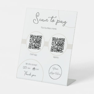 Pastel brown 2 QR codes feminine scan to pay Pedestal Sign