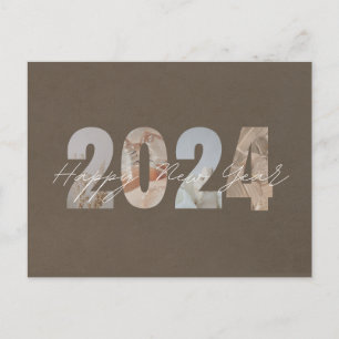 Pastel Brown Happy New Year Holiday Postcard