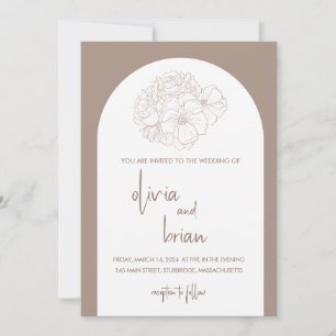 Pastel Brown Minimalist Wedding Invitation