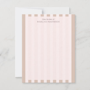 Pastel Brown Stripes Elegant Monogram Card