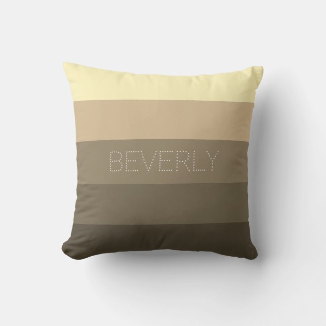 Pastel Brown Tan Yellow 5 Colours Personalized Nam Throw Pillow (Front)