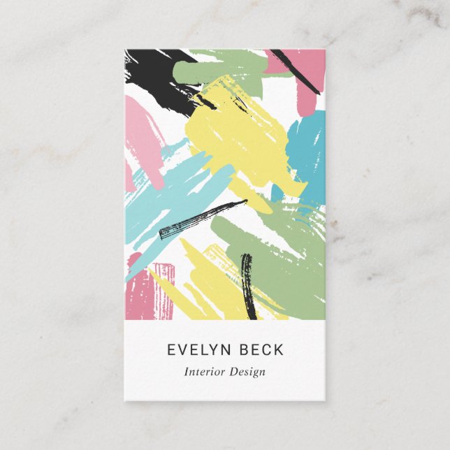 Pastel Brush Strokes Abstract Pattern Business Card (Front)