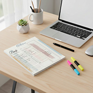 Pastel brush strokes personalized daily planner notepad