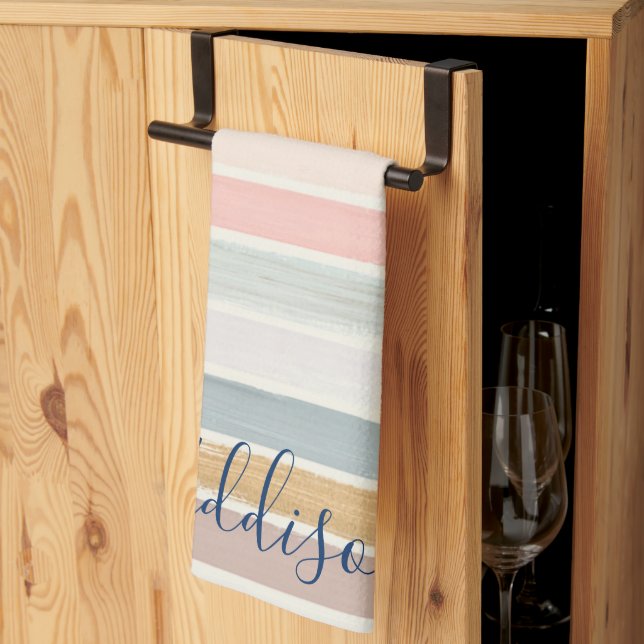 Pastel brush strokes personalized  kitchen towel (Thirds Fold)