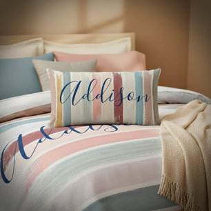 Pastel brush strokes personalized  lumbar pillow