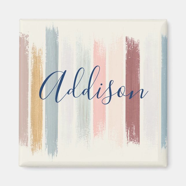 Pastel brush strokes personalized  magnet (Front)