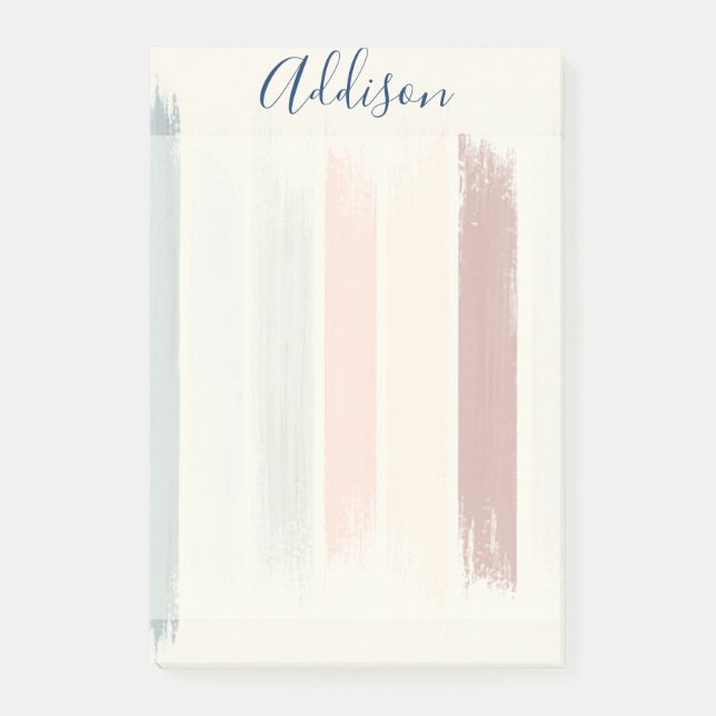 Pastel brush strokes personalized  post-it notes (Front)