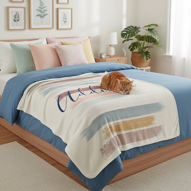 Pastel brush strokes personalized sherpa blanket (Creator Uploaded)
