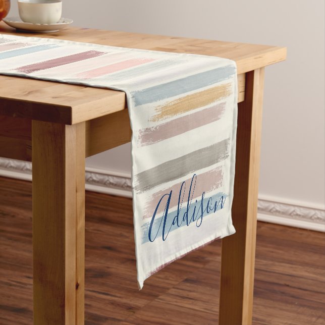 Pastel brush strokes personalized  short table runner (In Situ)