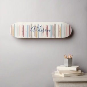 Pastel brush strokes personalized skateboard