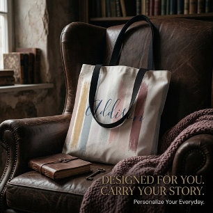 Pastel brush strokes personalized tote bag