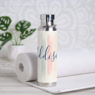 Pastel brush strokes personalized water bottle