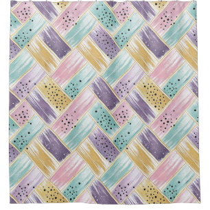 Pastel Brushstroke & Gold Crisscross Abstract