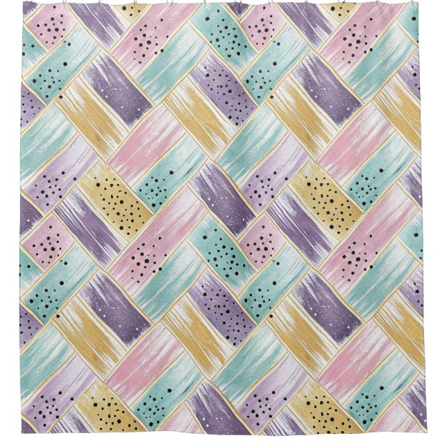 Pastel Brushstroke & Gold Crisscross Abstract (Front)
