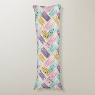 Pastel Brushstroke & Gold Crisscross Abstract Body Pillow