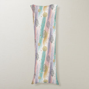 Pastel Brushstroke & Gold Geometric Abstract Body Pillow